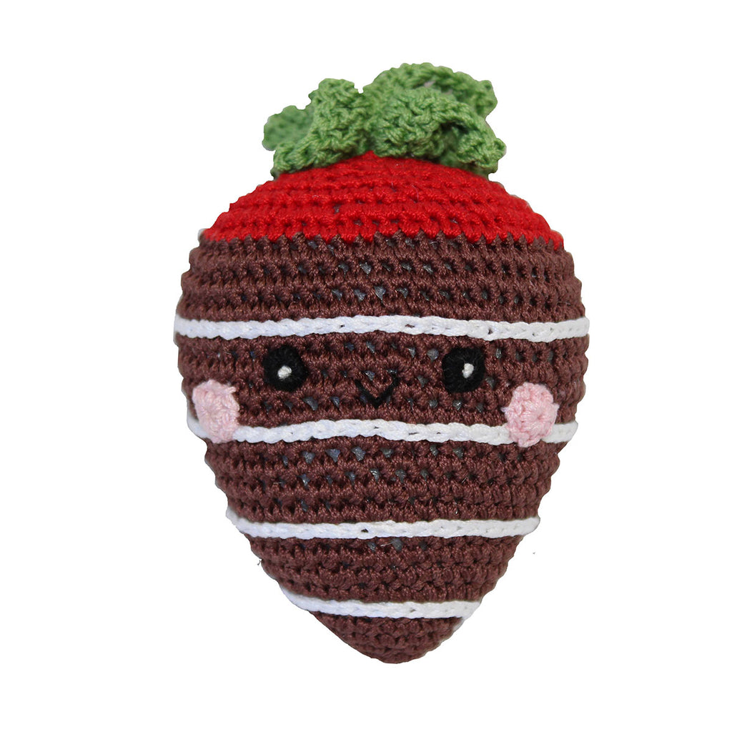The Organic Cotton Chocolate Covered Strawberry Knit Dog Toy | The Playful Pooch