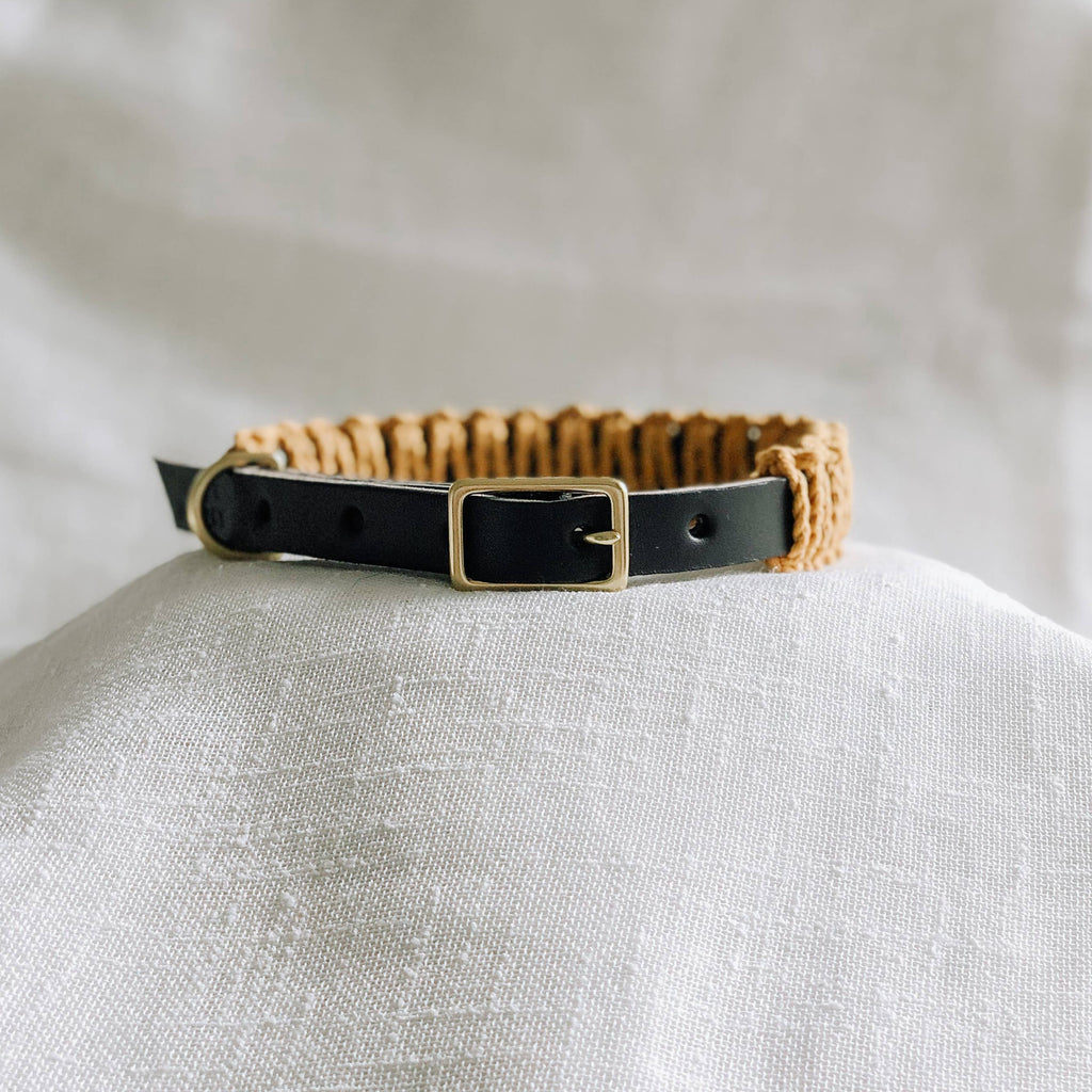 The Macrame & Leather Dog Collar | The Playful Pooch