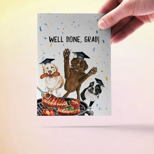 The Graduation BBQ Dogs Card | The Playful Pooch